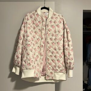 Oversized Floral Pink/white bomber light jacket